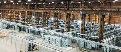 An overview of a mining farm with multiple rigs