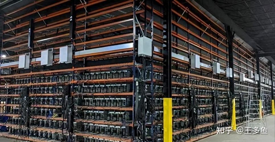 Industrial Bitcoin Mining Farm with Rows of Mining Rigs